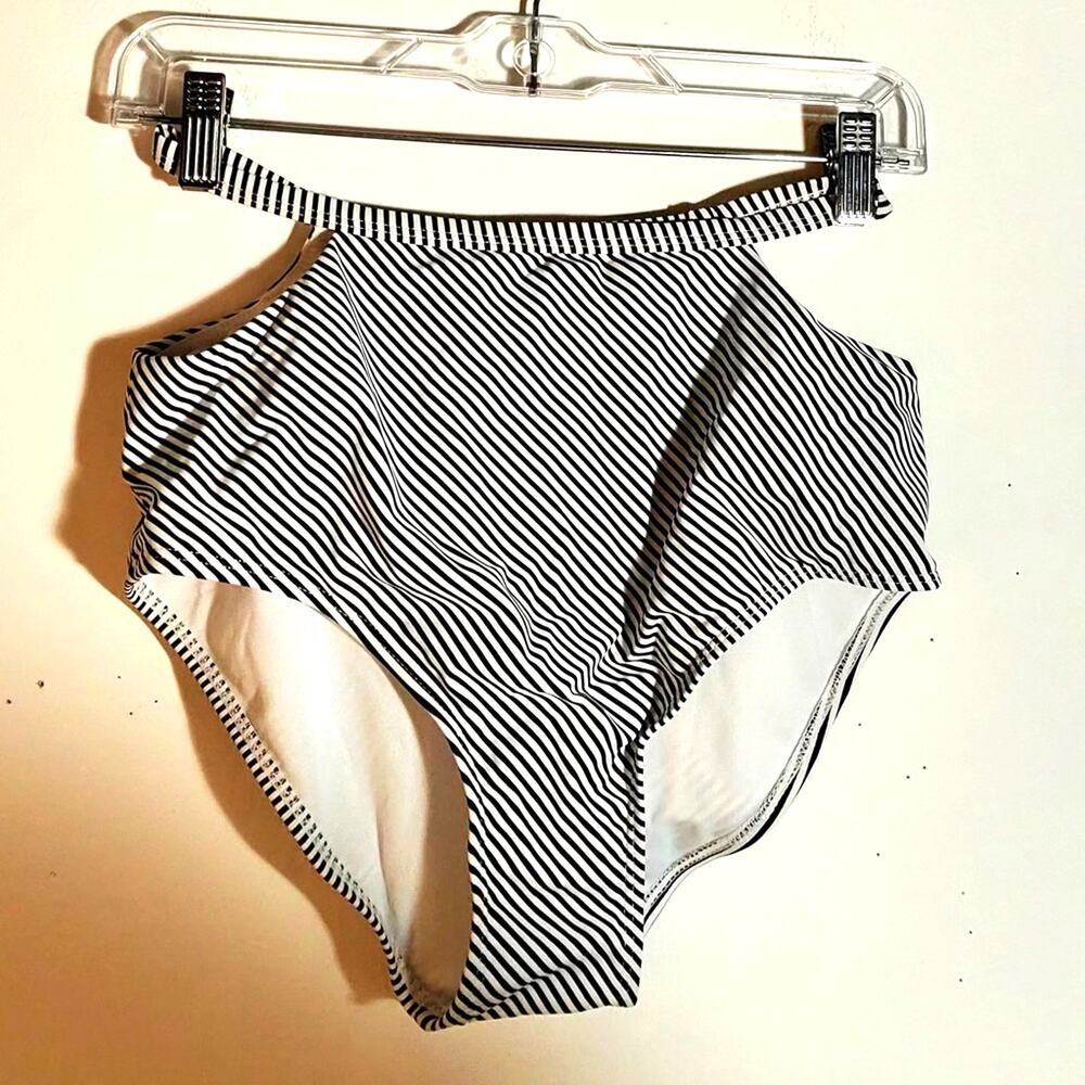 Striped High-Waisted Bikini Bottom